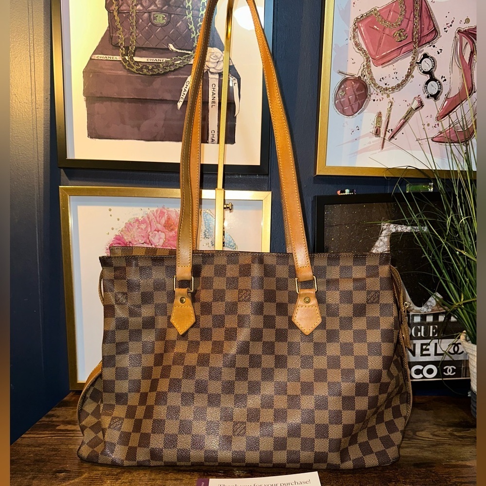L 16in H 10.5in LV Centenaire Chelsea Tote – Limited 1896–1996 Damier Ebene